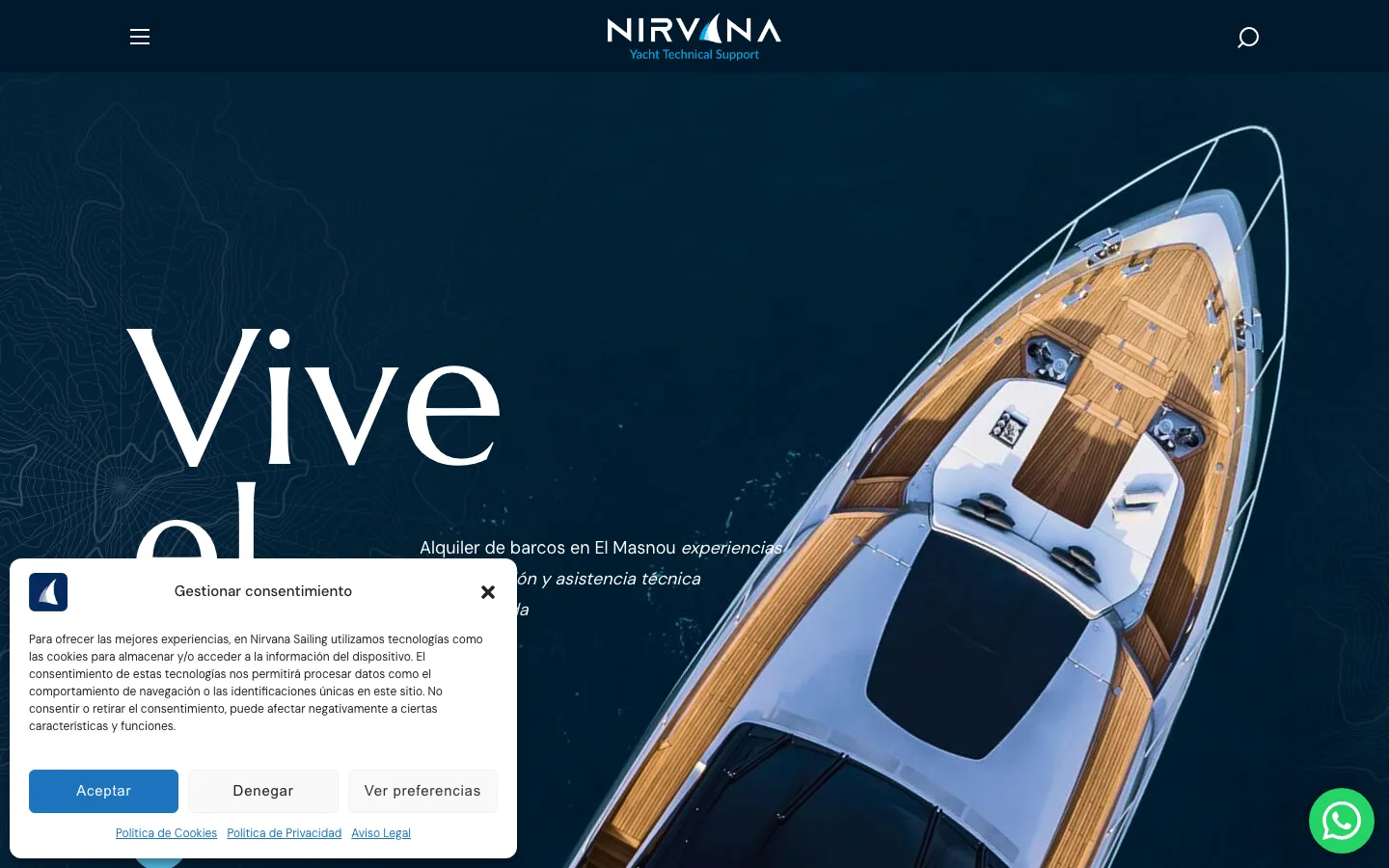 Nirvana Sailing website, designed by First Day Online