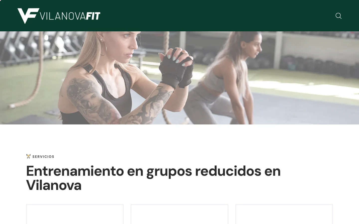 Website for Vilanova Fit, a sports centre
